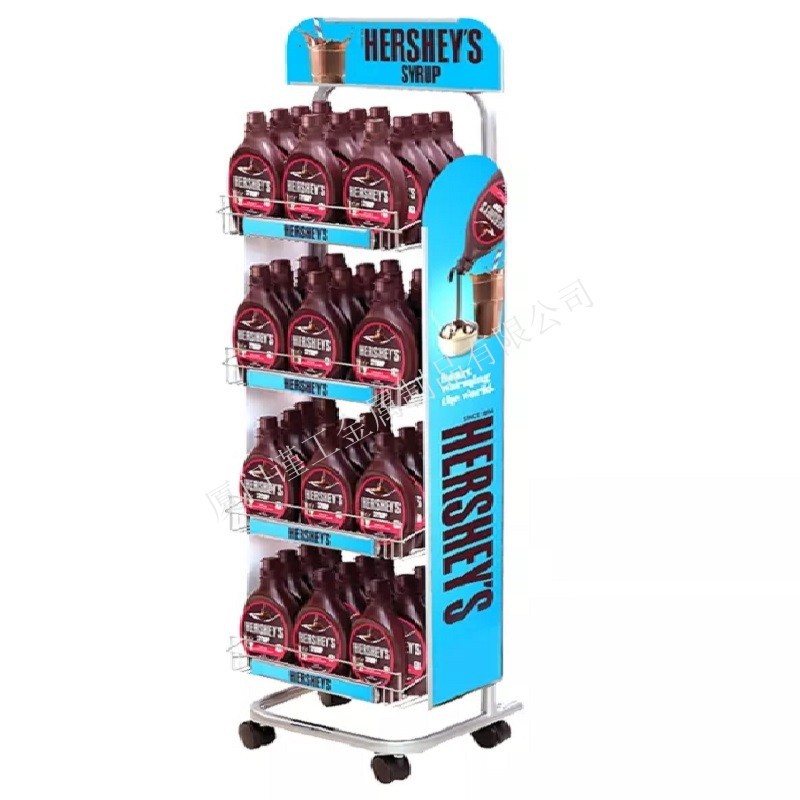 金属丝糖果巧克力酱广告显示篮子货架超市小吃架定做旋转带轮子