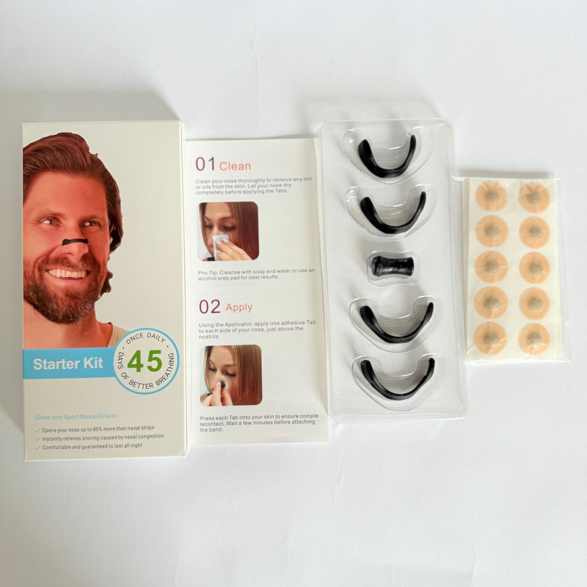 둥근 스티커가 있는 검정색 자석 코 클립 45쌍