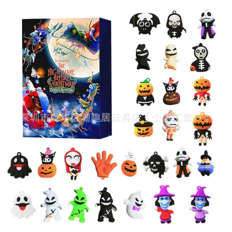 thumbnail image 1 of Disfraces de Halloween 2024 Nuevo calendario de cuenta regresiva de Halloween Caja sorpresa Atmósfera fantasmal Gótico Navidad 24 regalos Caja del día de Adviento, 1 of 4