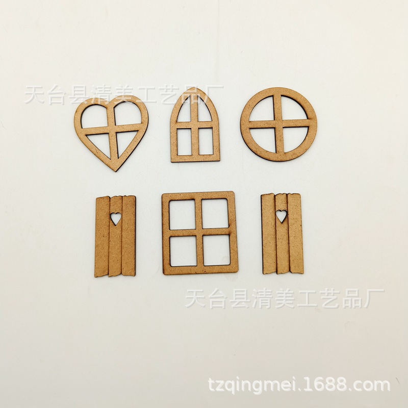 6 mezclado hueco cuento de hadas los niños decoración la puerta madera DIY ventana flor juego combinación bloques artesanía