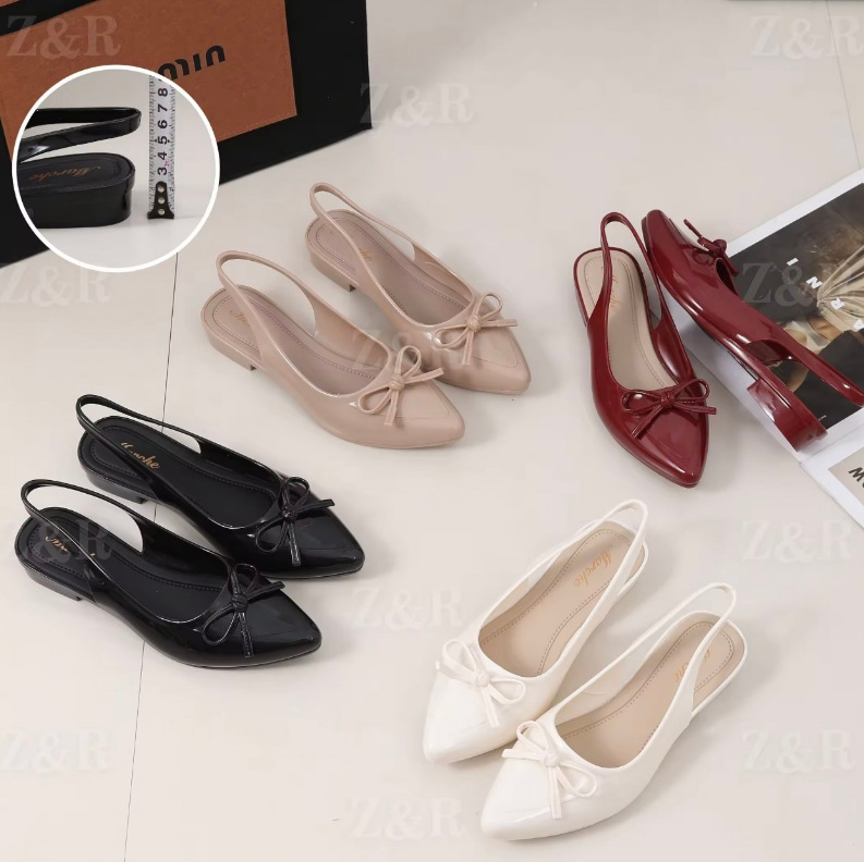 Sandals wedge heel pointed-toe with bow