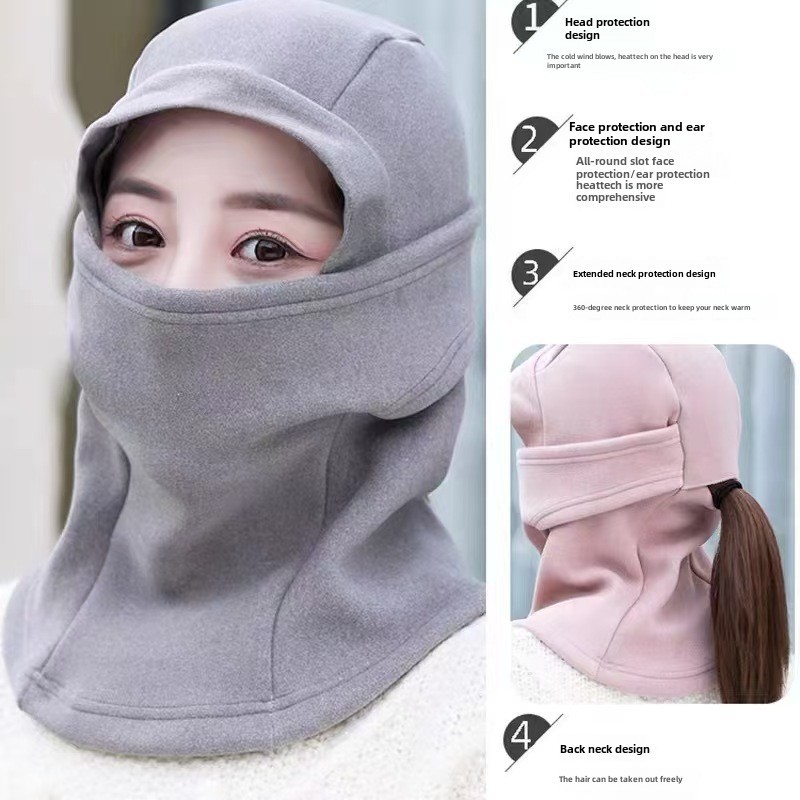 Kaklo apsauga Integruota nauja kepurė Šilta, atspari šalčiui, sustorinta, vėjui atspari kepurė Baotou ausų apsaugos kaukė Rudens ir žiemos jojimo žiema_voghion.com