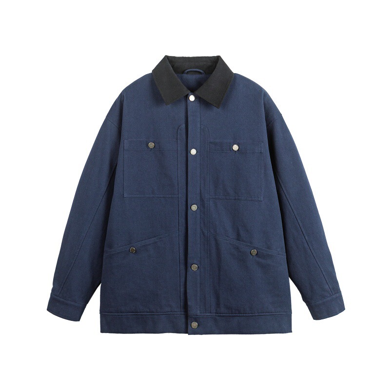 Kaiz 2025 Autumn New Vintage Barn Style Washed Retro Color-Block Turn-Down Collar Loose Fit Men's Jacket Kaiz 2025 Autumn New Vintage Barn Style Washed Retro Color-Block Turn-Down Collar Loose Fit Men's Jacket