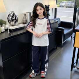 2026 新款时尚且舒适女童夏季运动套装新款短袖裤子两件套女童潮