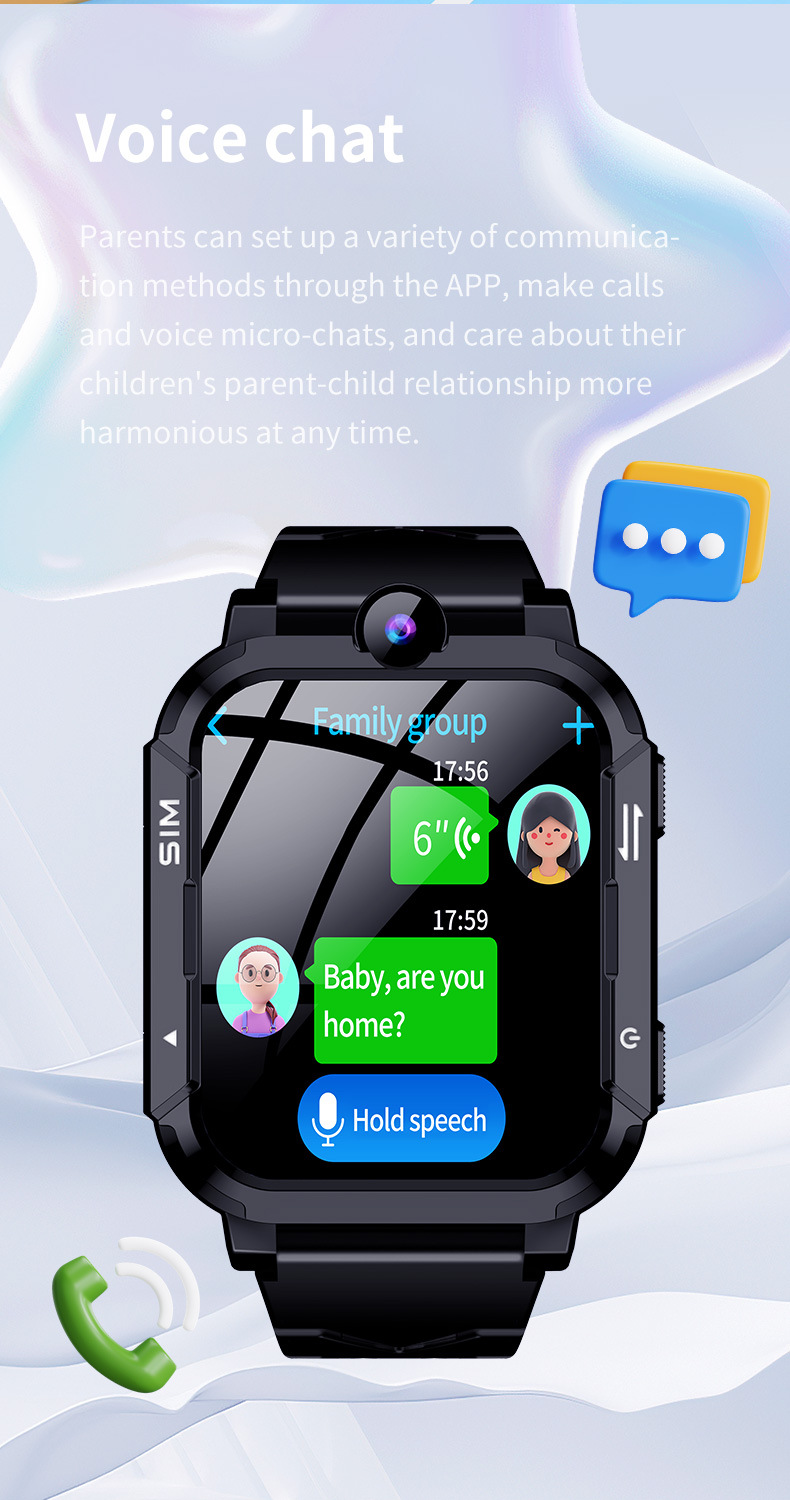 Cross-border foreign language Y76 children's phone smartwatch, 4G video call, photo, waterproof, foreign language and multiple languages undefined