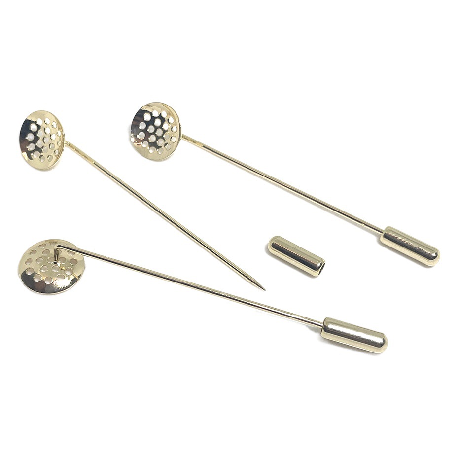Color-preserving 14K gold-wrapped pin mesh plate flat bottom support brooch jewelry accessories diy handmade pin material wholesale