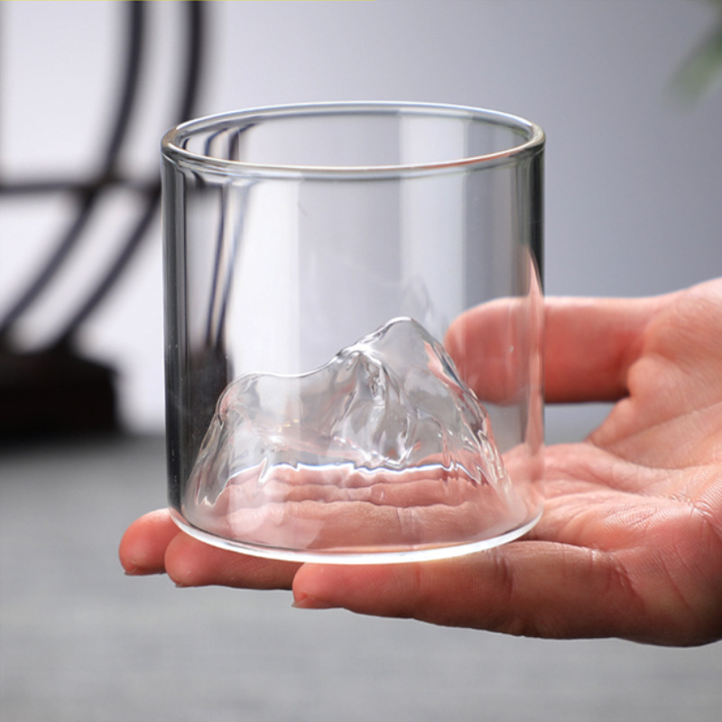 Vidrio transparente recta de una sola capa taza de cerveza whisky Xizango vista a la montaña taza de jugo de hogar taza de beber