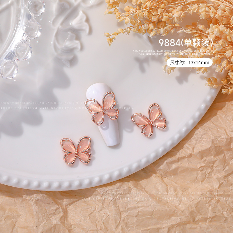 Una sola mariposa de oro rosa 13*14mm(9884)