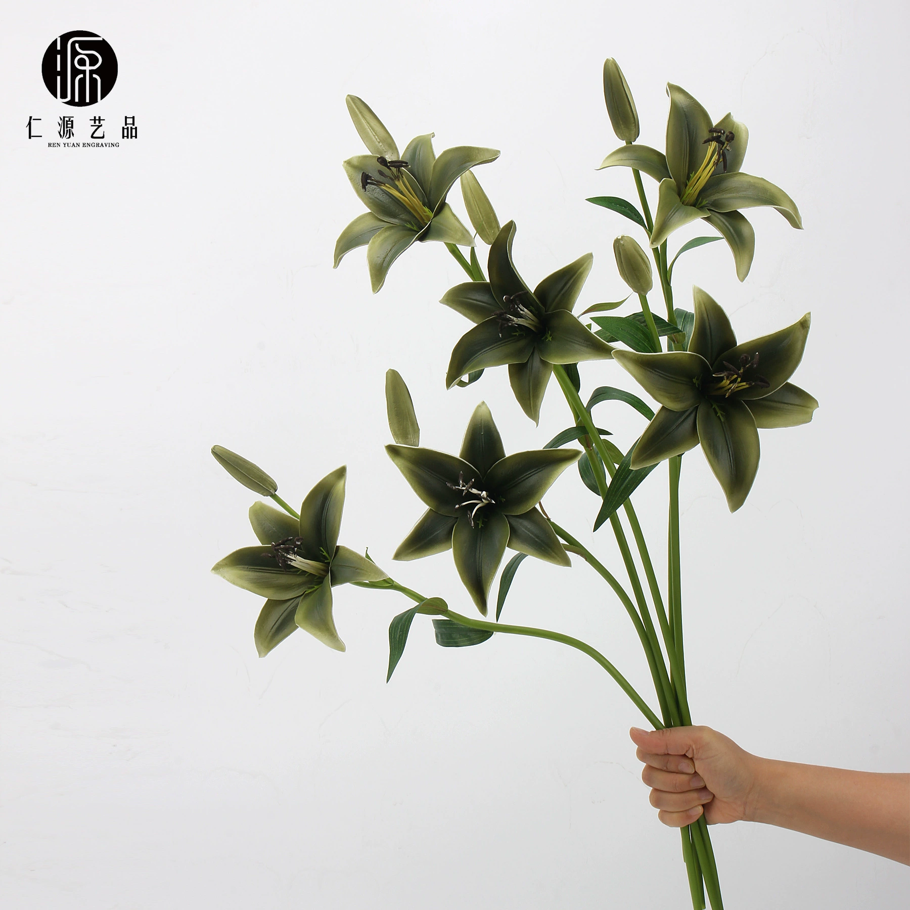 Прямой заводской прямой продажей макет Lily PU одна цветок бутон продвинутый серый отель цветочный вставки украшение пищевой материал