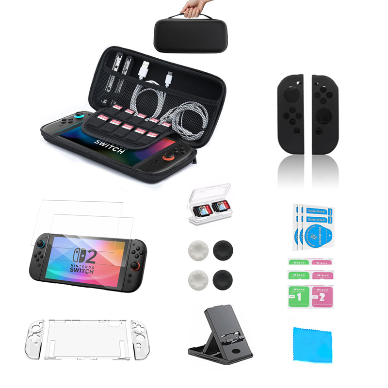 2025 nuevo conjunto de bolsa de almacenamiento switch2 cubierta protectora de caja de cristal switch2 película templada switch2