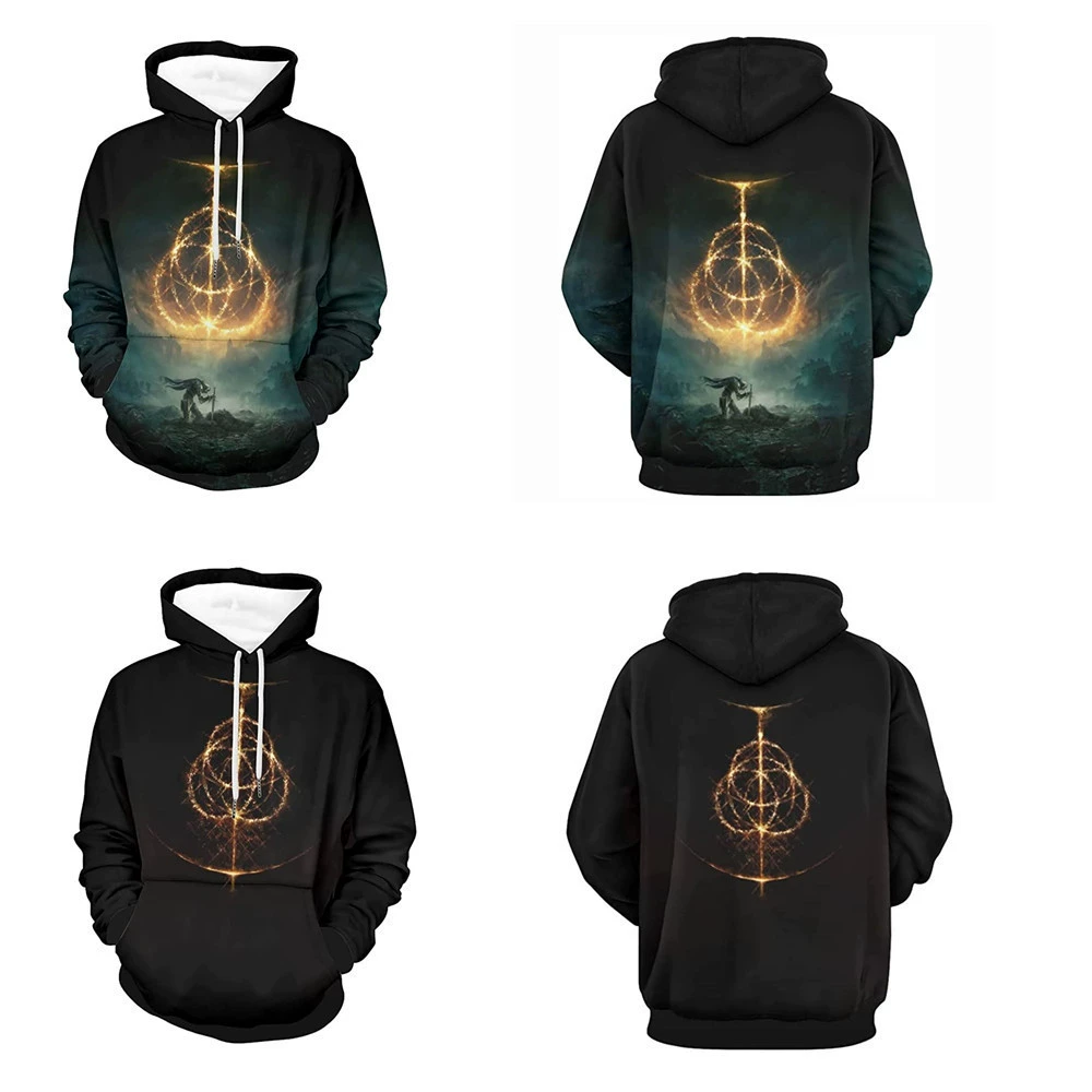 Трансграничный новый мужской и женский свитер с капюшоном для игры LDEN RING с периферийным принтом