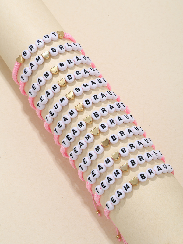 Amazon's Popular Bride and Bridesmaid Letter Bracelet, Simple and Versatile Gift Gift, Peach Heart Set Bracelet