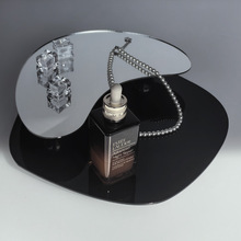 亚克力托盘异形高级感黑不规则INS香水饰品摆件镜面底托拍照道具