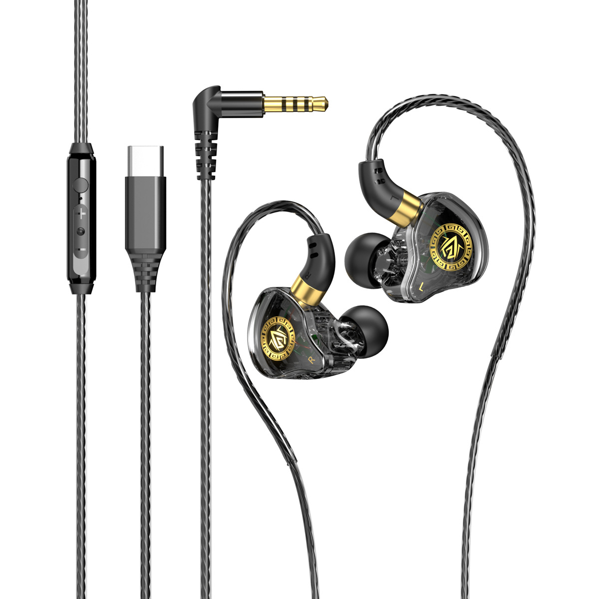 auriculares con cable transfronterizos en el oído juegos deportivos para Apple Samsung Huawei teléfonos móviles 3.5 auriculares tipo c