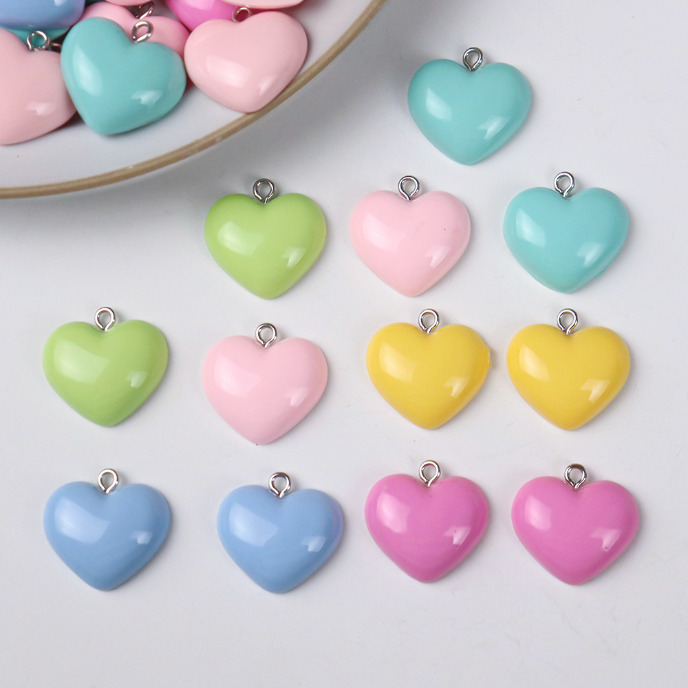 22mm Love Pendant Candy Color Necklace Bracelet Earrings Jewelry Accessories DIY Keychain Mobile Phone Pendant Pendant
