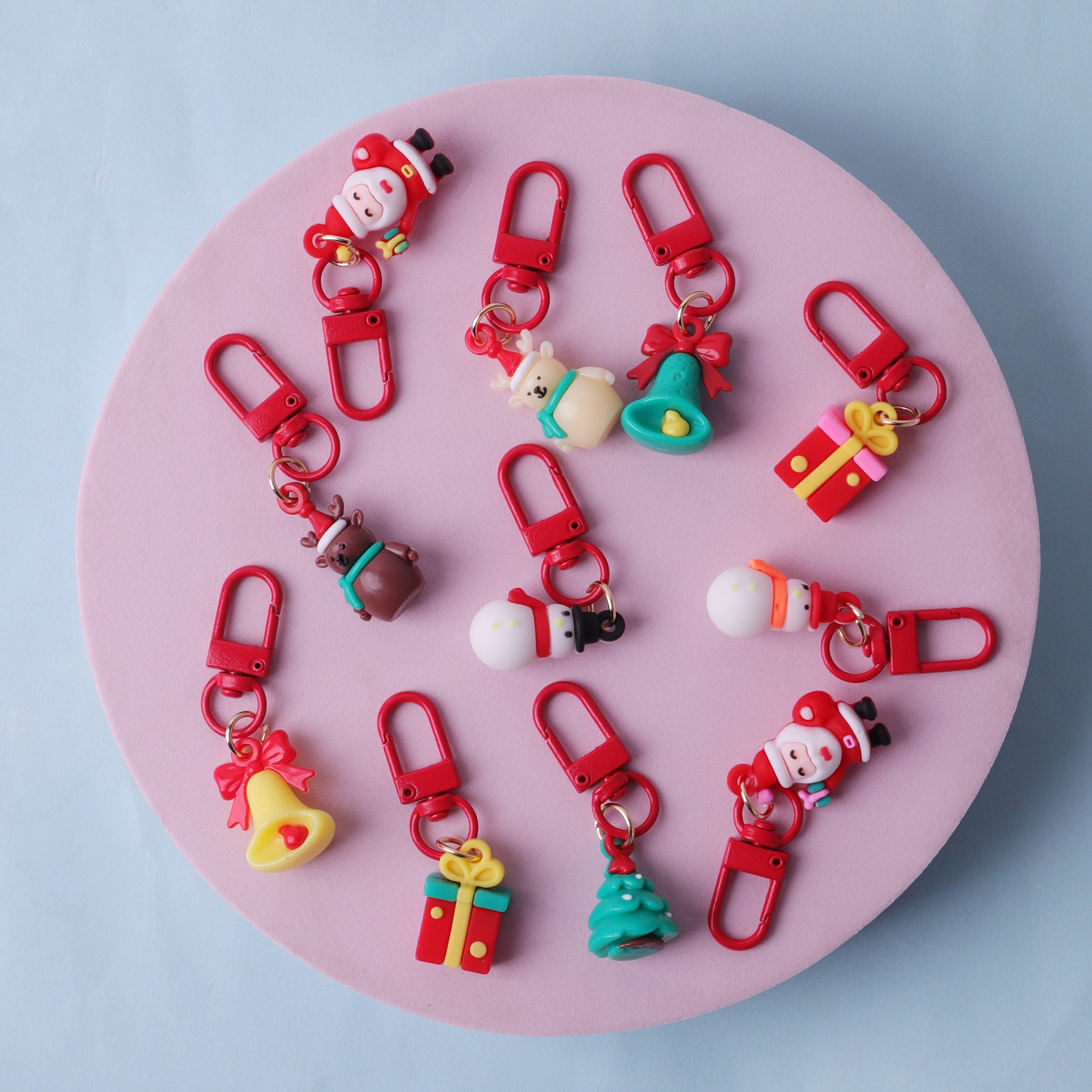 Nuevo llavero de Navidad dibujos animados Santa adorable mochila accesorios colgantes pegamento de PVC suave