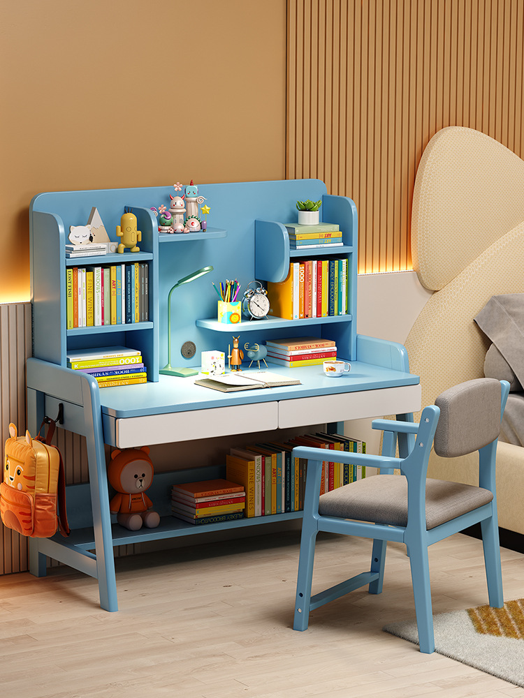 Aigole Children's Study Table Solid Wood Desk Primary School Student Study Table Simple Bedroom Boys and Girls Home Writing Desk