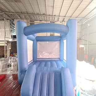 Macaron pink/blue inflatable castle mini trampoline children and adults can use props for home floating