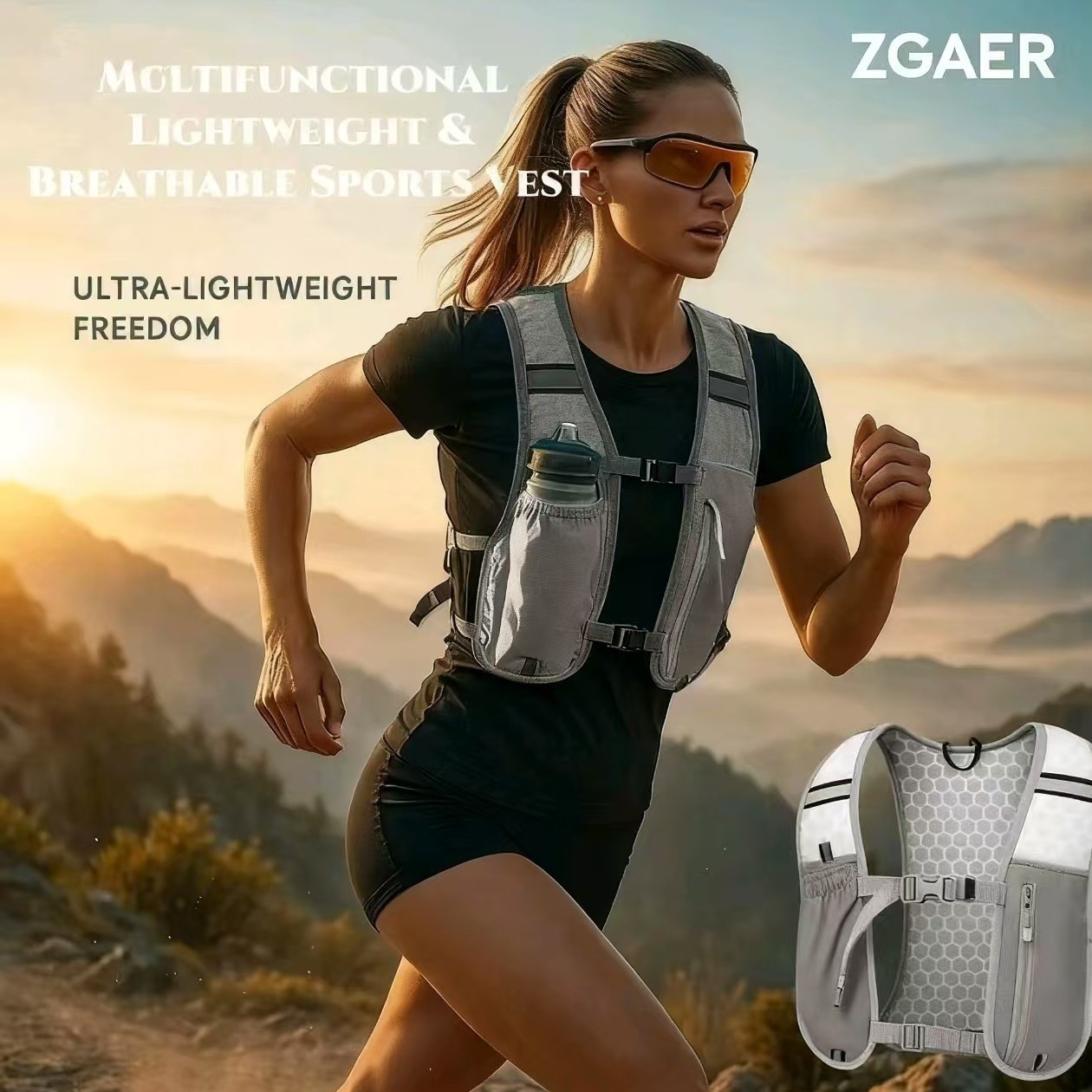 Ultra-Light Breathable Sports Equipment Cross-Country Running Vest Cycling Waterproof Backpack Breathable Mesh Back Adjustable Vest Bag
