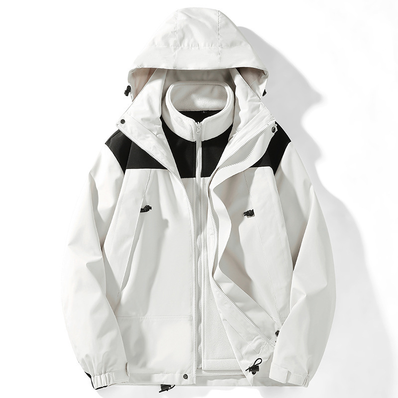 Ropa de asalto de otoño y invierno nueva pareja 3 en 1 pelusa gruesa calentamiento desmontable chaqueta deportiva casual