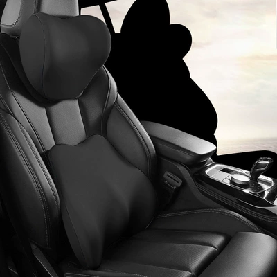 Cross-Border Wholesale Neck and Waist Protection Driving Artifact with Printable Logo, Universal Memory Foam Snake-Shaped Headrest and Waist Support for All Seasons (Waist support) - mysterious-black-headrest
