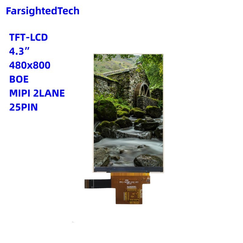 4.3寸TFT显示屏 480x800 BOE OTM8019A 25Pin, LCD AMOLED工厂