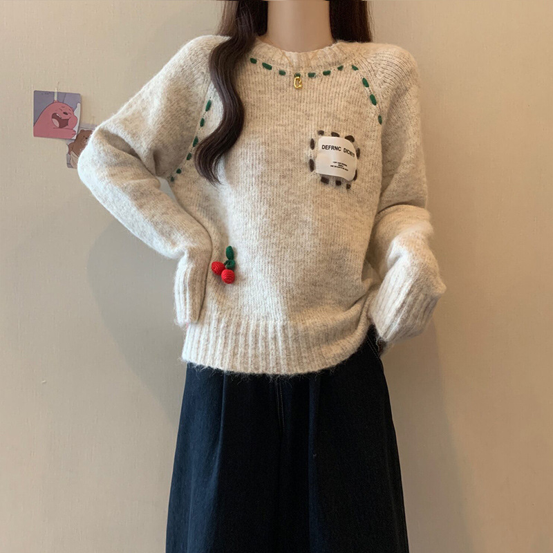2025秋冬高级感套头毛衣内搭大码女装胖mm宽松显瘦加厚针织衫上衣|undefined