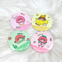 Portable Mini Mirror with Cartoon Cute Design, Tin Frame Makeup Mirror for Students, Convenient Touch Up Mirror