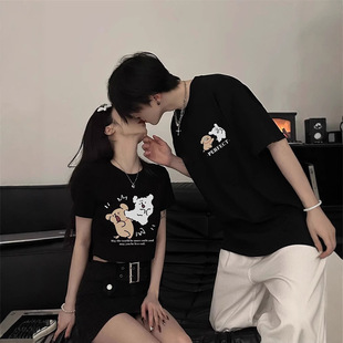 Summer Pure Cotton Short-Sleeved T-Shirt Couple Wear Lazy Style Loose Niche Design Tops for Men and Women Student Trendy Brand Class Uniforms