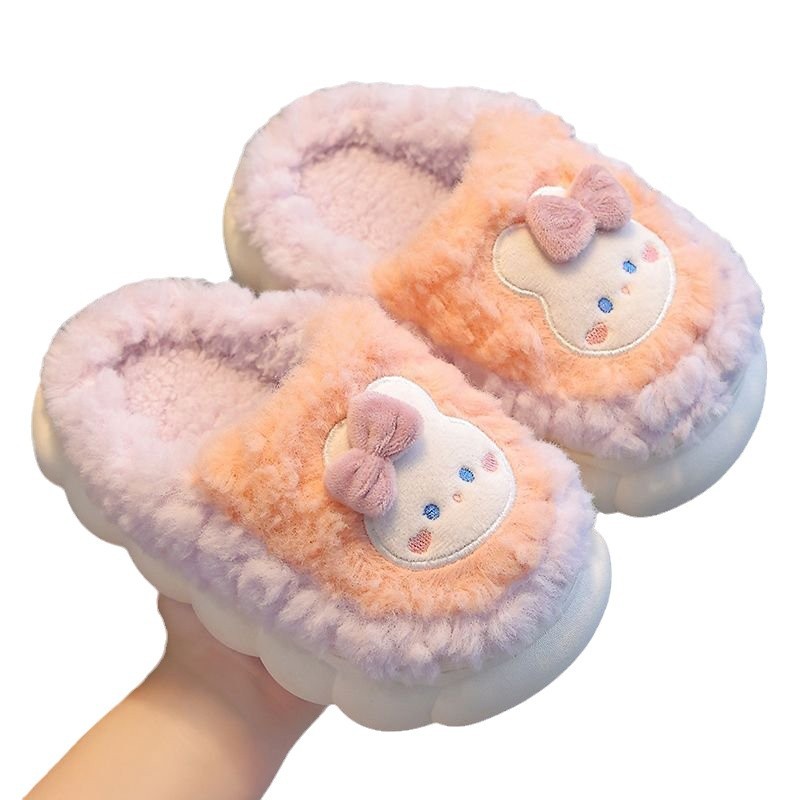 Zapatillas de algodón para niños invierno 2026 nuevas zapatillas de cabello para niñas bolsas de zapatillas para niños zapatos para el hogar antideslizantes cálidos