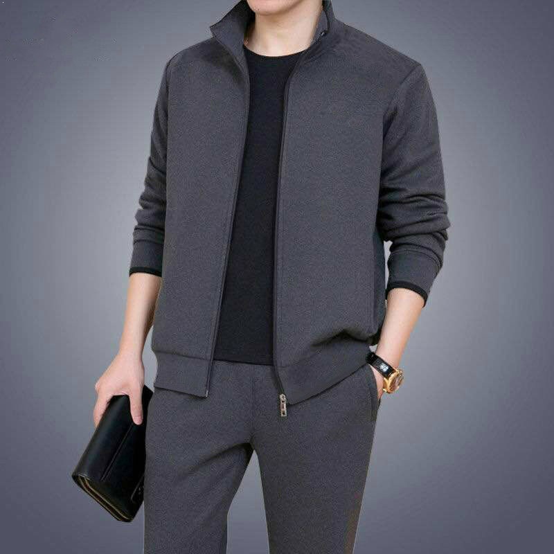 Autumn/Winter New Plus Size Sports and Casual Suit for Middle-Aged and Elderly Men, Two-Piece Suit for Dads, European and American Style Plus Size Suit for Men