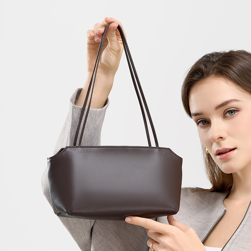 First-Layer Sheepskin Therow Bag Korean Niche Genuine Leather Women's Bag Shoulder Bag Handbag New Style High-End Underarm Bag