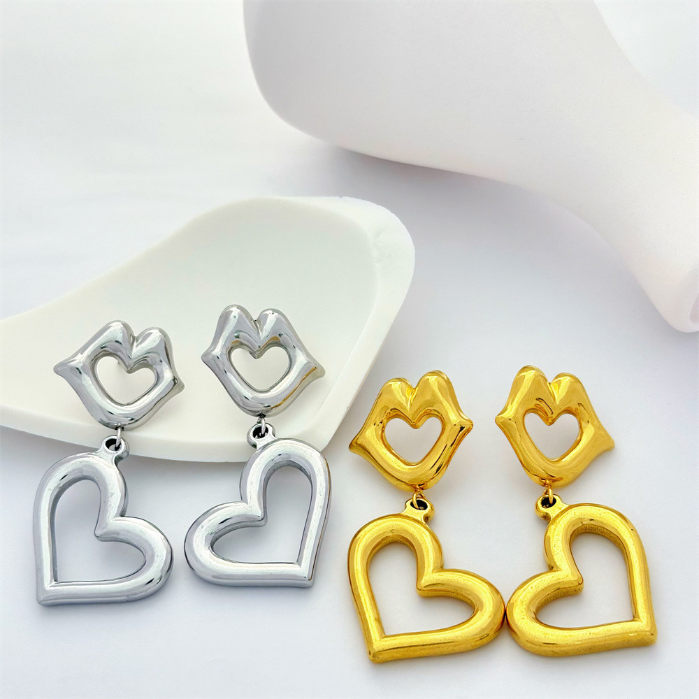 1 Pair Lips Classic Style 304 Stainless Steel Drop Earrings display picture 1