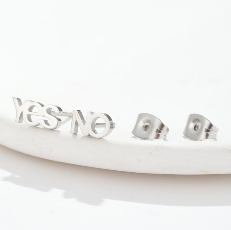 Fashion Letter Stainless Steel Asymmetrical Plating Hollow Out Ear Studs 1 Pair display picture 3