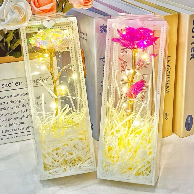 創意の七色のまぶしいバラの花束の永遠の花の装飾の置物の写真の道具の誕生日のプレゼントは女子学生の親友に送ります。|undefined