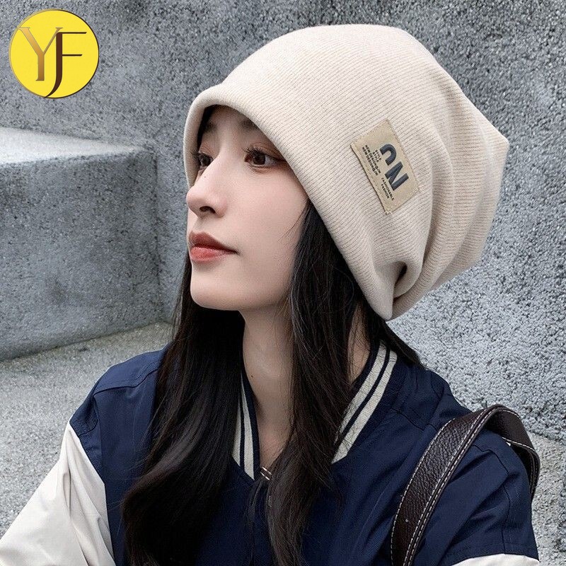 Korean Style Slouchy Beanie for Women, Autumn and Winter, Large Head Circumference, Letter Patch, Makes Face Look Smaller, In-Stock Factory Wholesale Knitted Headwrap Beanie Korean Style Slouchy Beanie for Women, Autumn and Winter, Large Head Circumference, Letter Patch, Makes Face Look Smaller, In-Stock Factory Wholesale Knitted Headwrap Beanie
