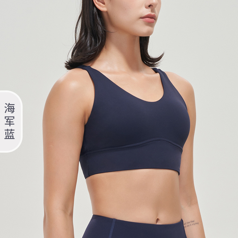 Lycra ropa interior deportiva a prueba de golpes medio de alta resistencia espalda cruzada deportes Chaleco con almohadilla en el pecho sujetador de yoga femenino