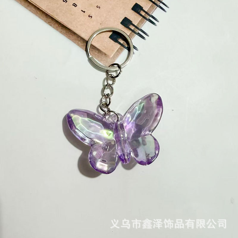 Color fantasma de color gelatina mariposa llavero acrílico transparente colgante de dibujos animados pericardias de niñas joyas de ropa al por mayor image 11