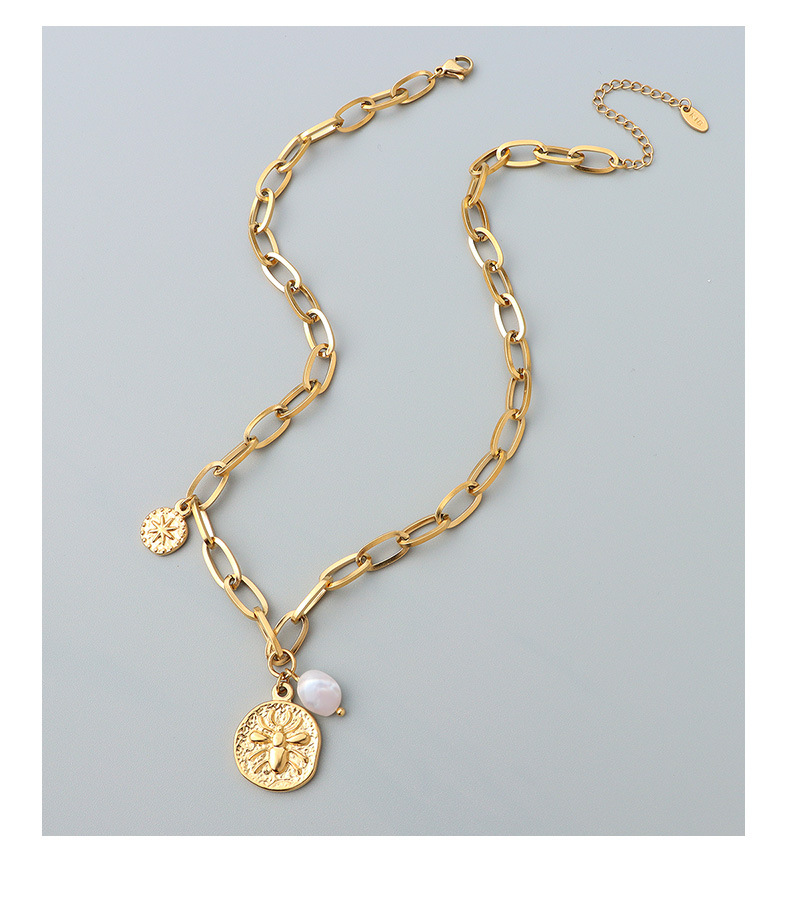 Geometric Pattern PVD Coated Real Gold Plated Geometric Titanium Steel Fashion Waterproof Non Tarnish Necklace