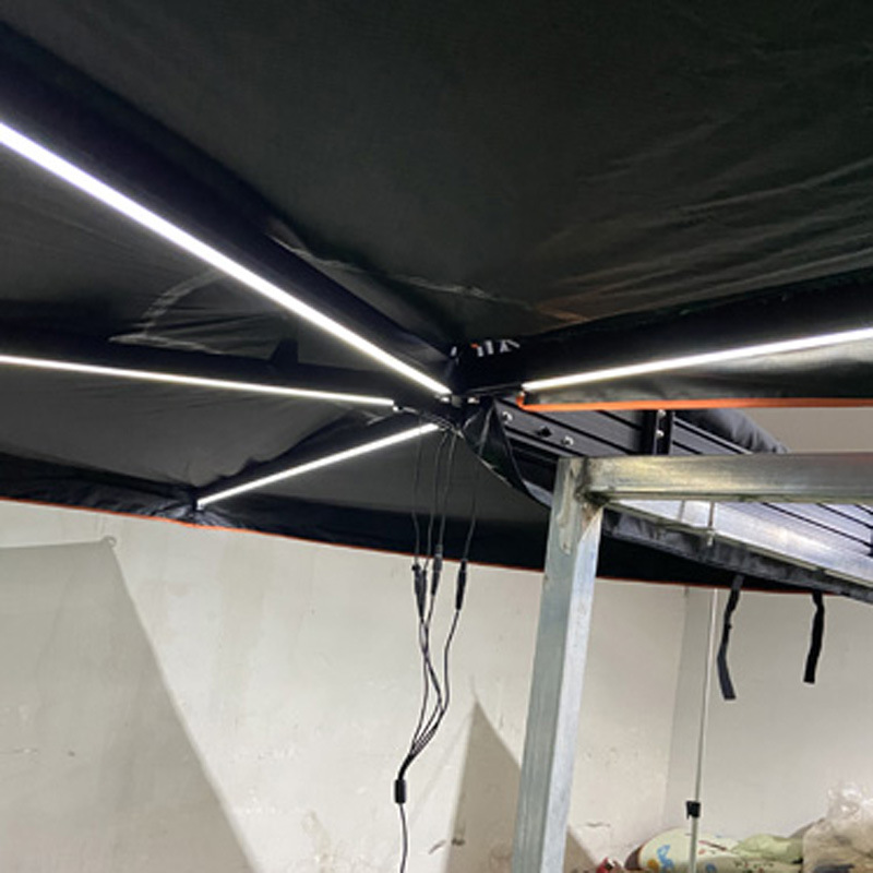 270 grados de ventilador con lámpara exterior carpa lateral a prueba de lluvia techo solar de carro lateral dosel