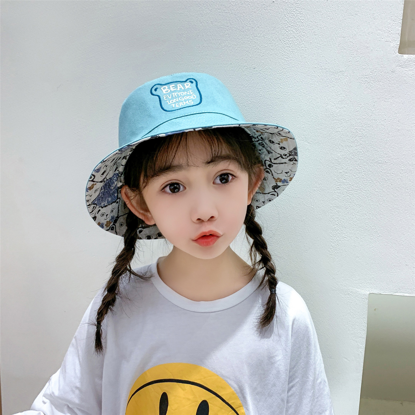 Childrens cartoon printing fisherman hat spring and summer cotton bear sunscreen hatpicture1