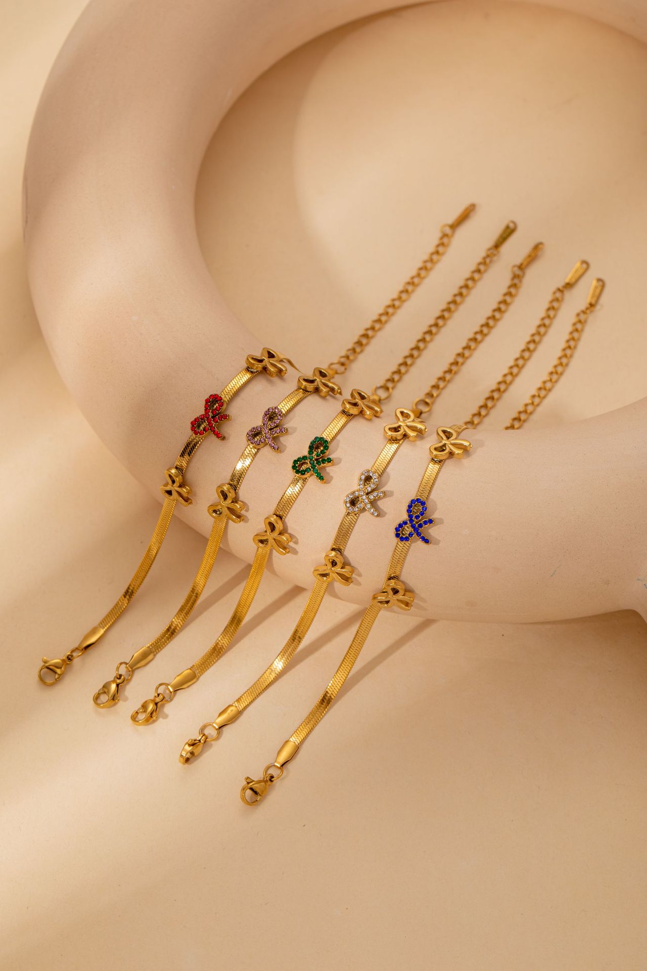 8g Weight Electroplated Gold Plating Process 18K Real Gold Plated Plating Material 201 Stainless Steel Pendant Material Bracelets Classification 201 Stainless Steel Chain Material snake chain Chain Type 1 Piece Quantity Holiday, Banquet, Selfie Occasion 201 Stainless Steel Material Bow Knot Pattern Women's Gender Casual, Elegant, Lady Style Plating Craft Casual Elegant Lady Bow Knot Titanium Steel Snake Chain Bracelets In Bulk 2