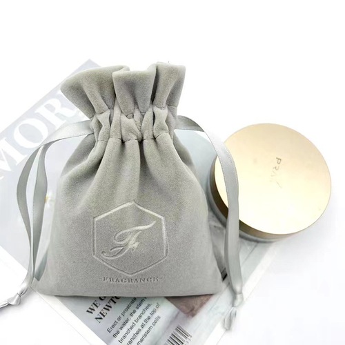 New gray plush bundle pocket jewelry powder bracelet sample portable storage bag with logo print