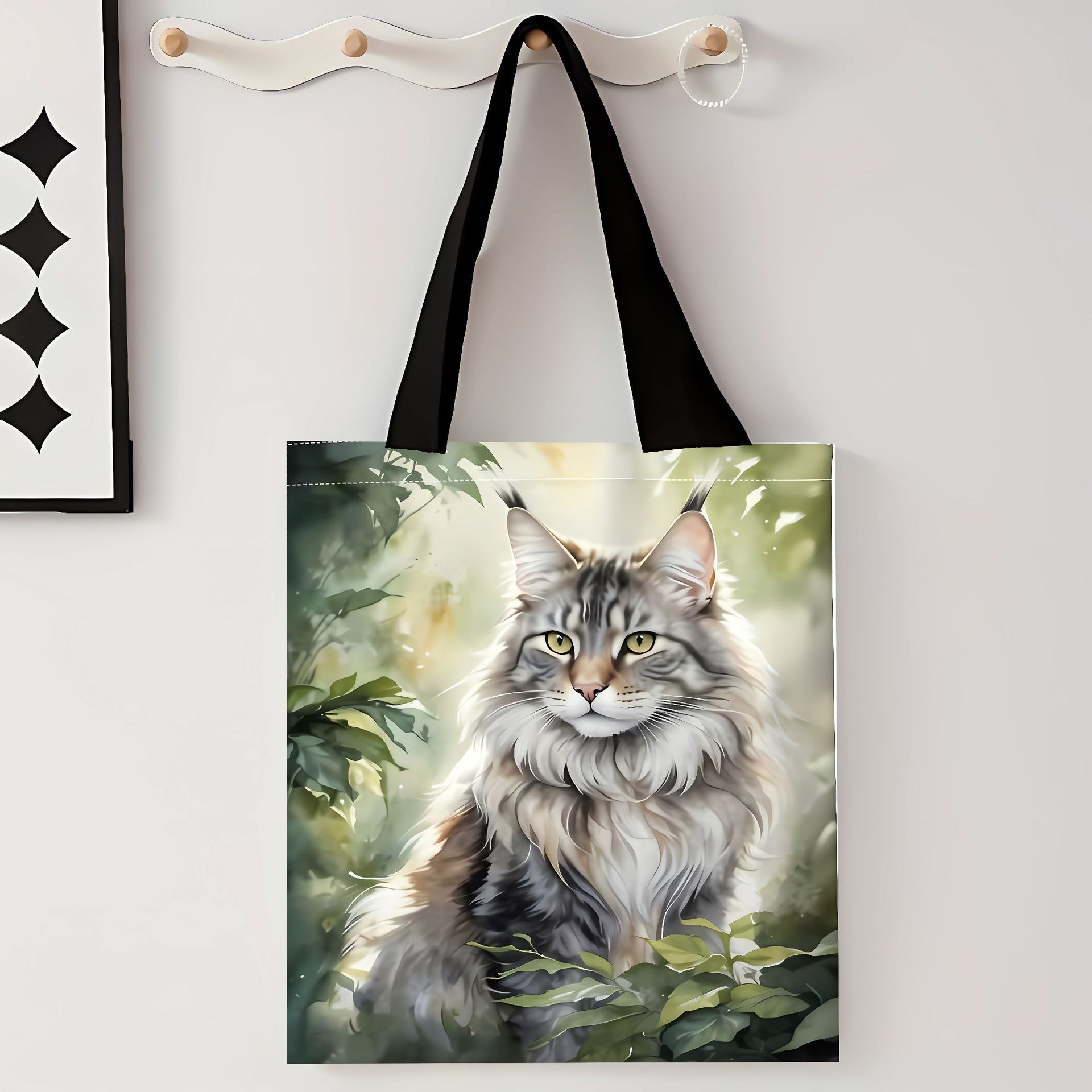 Explosiones transfronterizas adorables gatos bolsas de lona de impresión de gran capacidad para estudiantes de un solo hombro bolsas de lona al por mayor