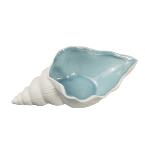 Pointed small conch ceramic blue ocean style immortal flower diy flower ornaments container jewelry storage ashtray