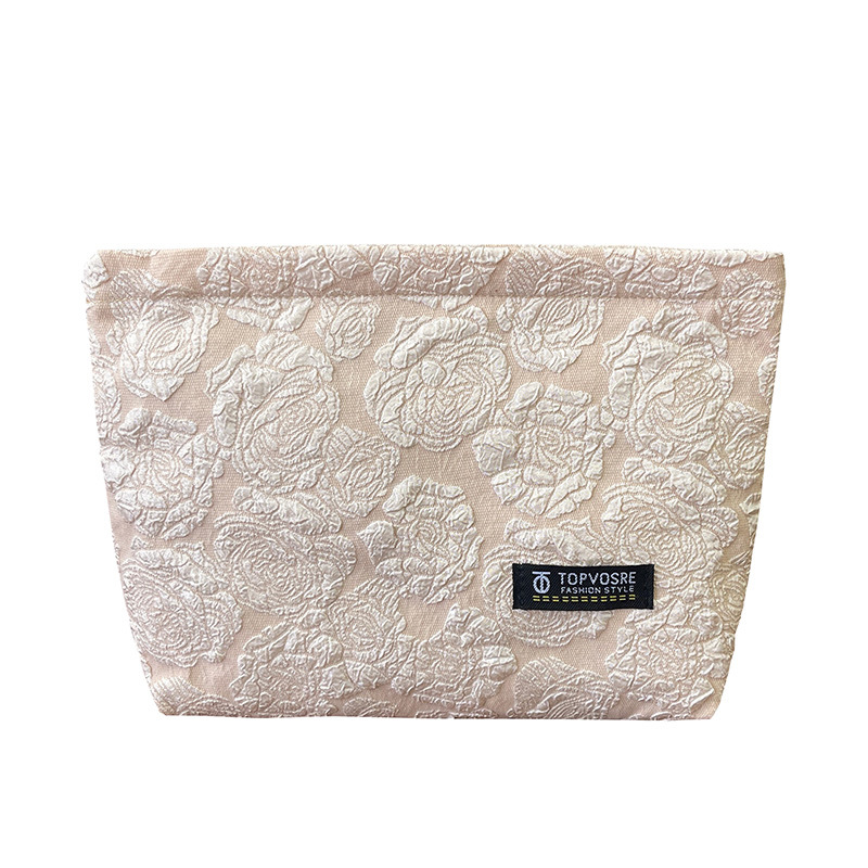 Nicho de diseño floral nueva bolsa de maquillaje portátil de nylon ligero de gran capacidad bolsa de almacenamiento de lavado de viaje