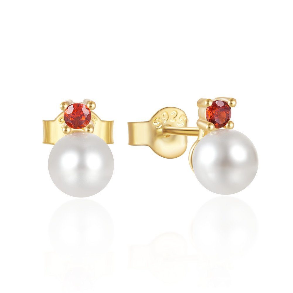 2g Weight Pearl, Zircon Inlay Material Ear Studs Classification 1 Pair Quantity Daily Occasion 925 Sterling Silver Material Geometric Pattern Women's Gender Plating, Inlay Design Simple Style Style 1 Pair 925 Sterling Silver Pearl Zircon Geometric Ear Studs 41