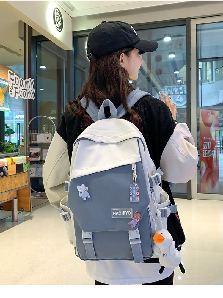 Simple, large-capacity, high-appearance-level college student schoolbag, female high school student computer backpack, niche Haraju-style male backpack undefined
