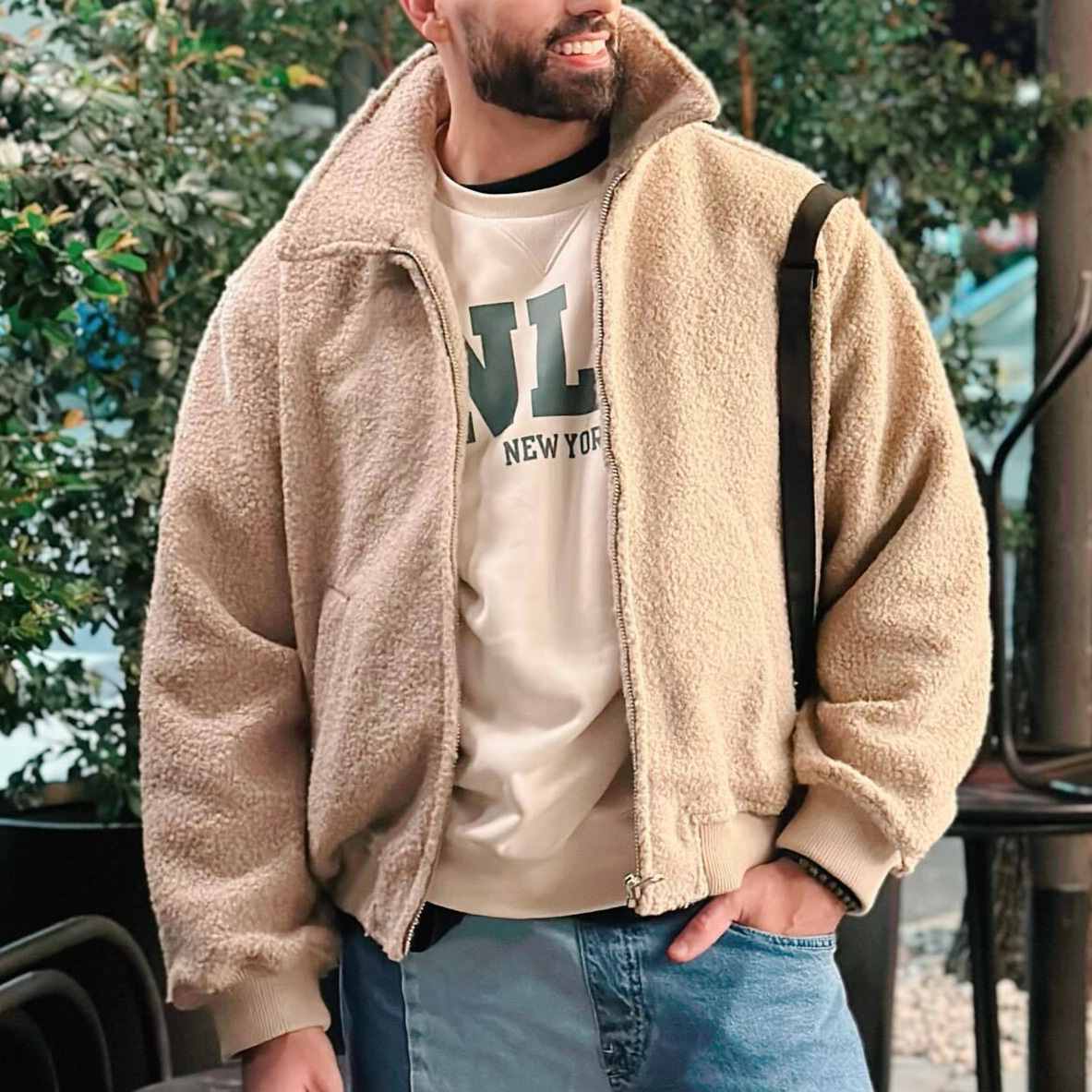 Giacca invernale da uomo foderata in pile - Cappotto casual comodo e antivento con fodera in sherpa, capospalla con cerniera dalla vestibilità comoda per il freddo (cachi, S-XXXL)_voghion.com