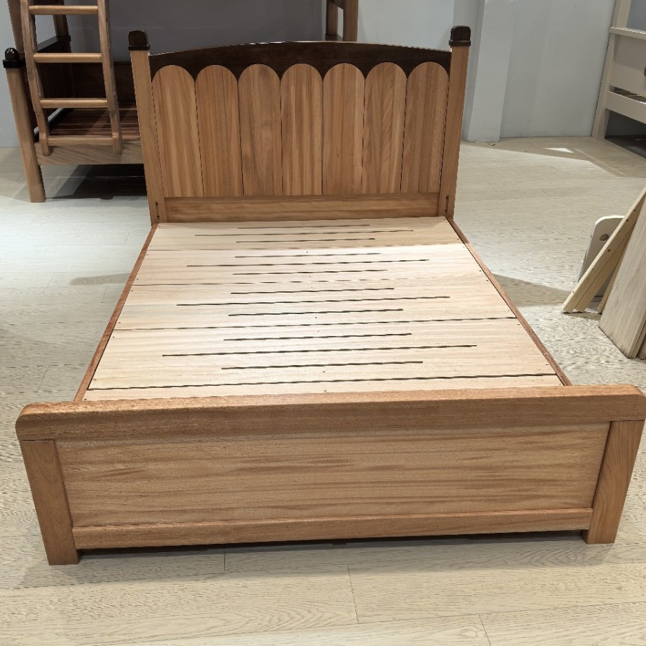 French Mid-Century Style Solid Wood Bed Master Bedroom Carved Roman Column Talia Retro Double Bed Princess Bed Wedding Bed